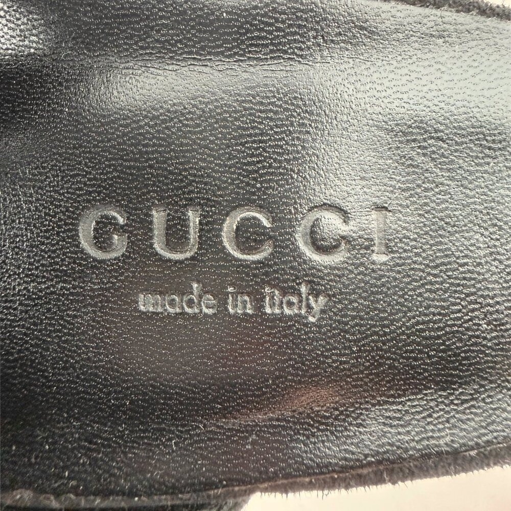 Gucci Black‎ Suede Bamboo Heel Sandals Ankle Strap Heels 39 - Picture 6 of 9